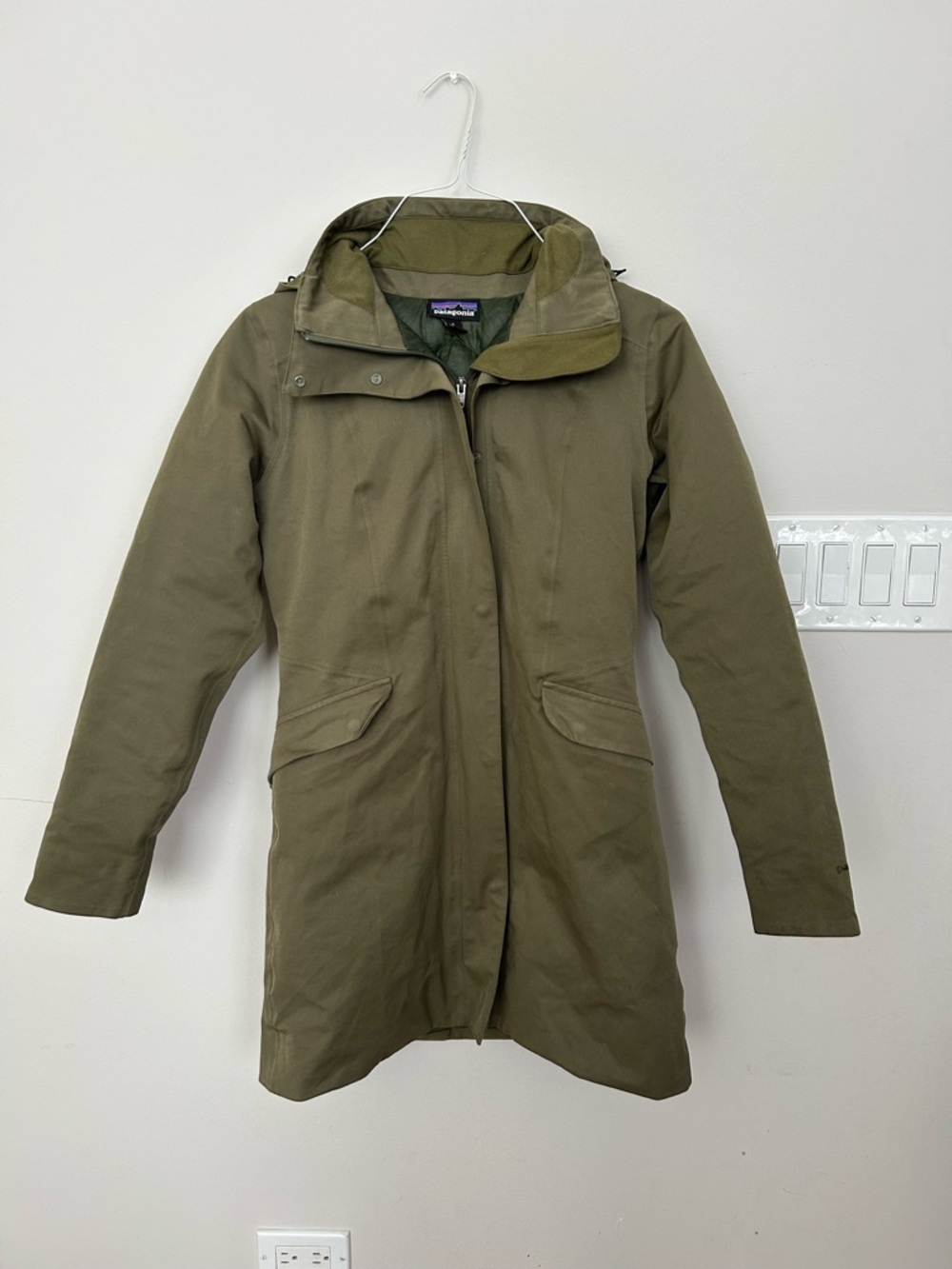 Patagonia Olive Hooded Parka Coat